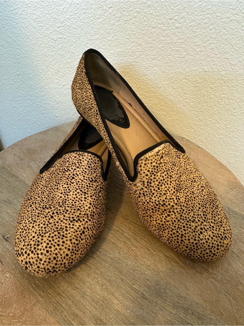 ANTONIO MELANI Tan Leopard-Print Slip-On Loafers “Gigi”
